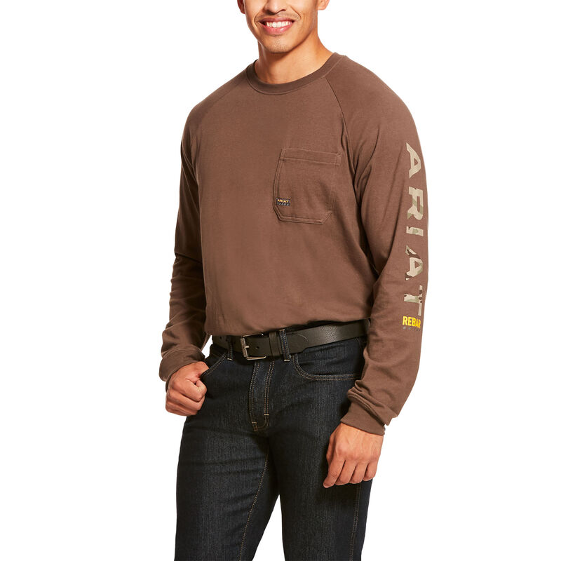 Ariat Rebar Cotton Strong - T Shirts Khaki Heren - 10329-823